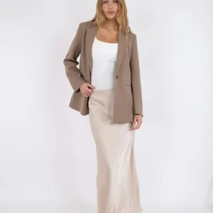 NEO NOIR VICKY HEAVY SATEEN SKIRT CHAMPAGNE