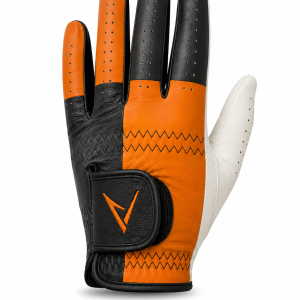 Svart-orange golfhandske i rutigt mönster