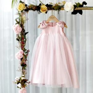 Babyflicka Prinsessa Puffig Tyllklänning med Rosetter – Rosa