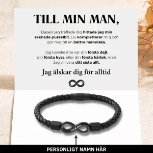 Till Min Man - Jag Älskar Dig För Alltid - Personligt Infinity-Armband I Läder