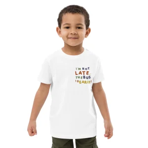 I’m Not Late Broderad T Shirt i Ekologisk Bomull