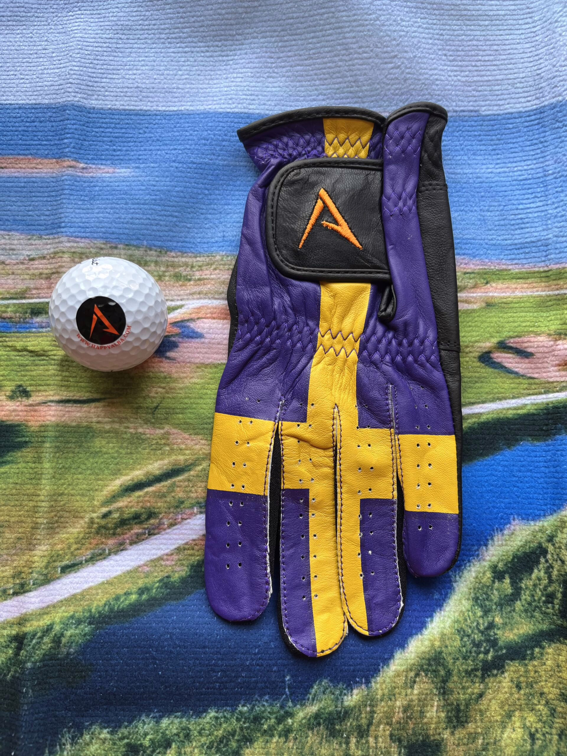 Golfhandske Lila-gul Flagga