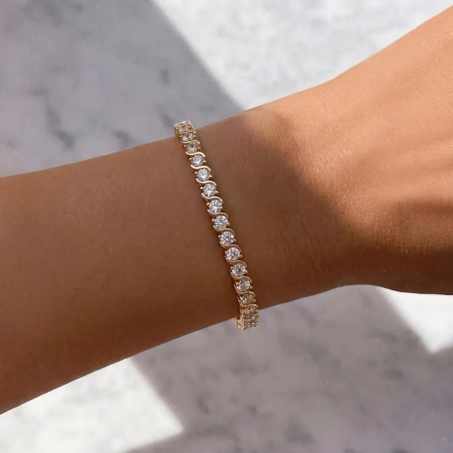 Tennisarmband - S-länk Guld - Bild 5